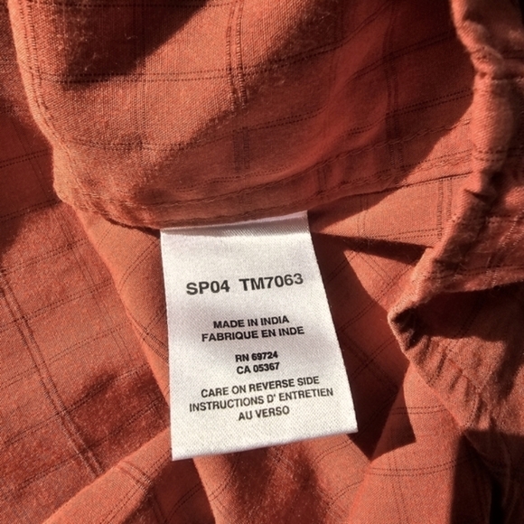Columbia Orange Check Button-down Long-sleeved Shirt, Casual, Size Large - Picture 7 of 9